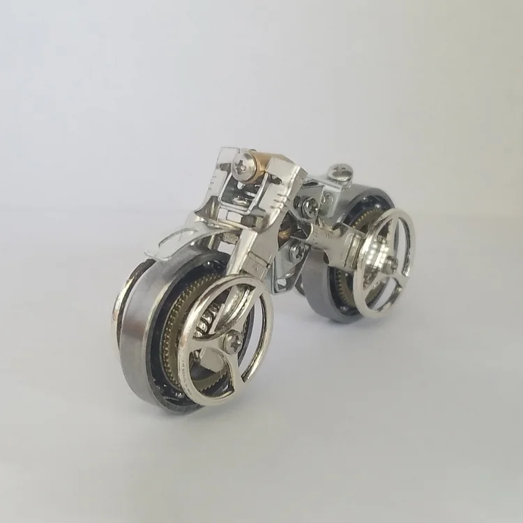 Vintage Motorcycle 3D Metal Puzzle Kit, Silver Collector's