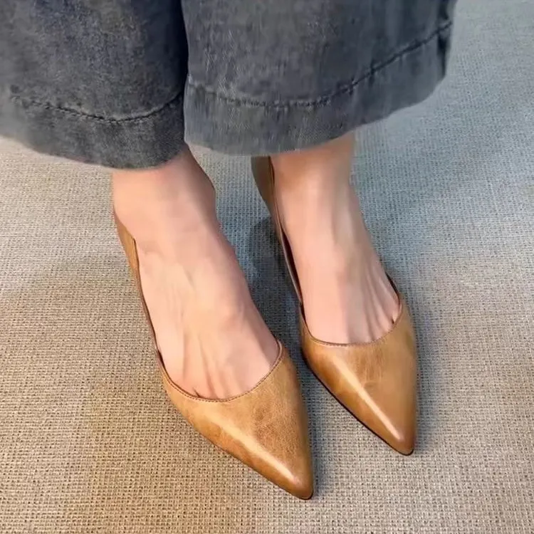 Breakj Breakj Retro Tip-Tip High-Heeled Women's New One-Legged Fine-Heeled Single Shoes