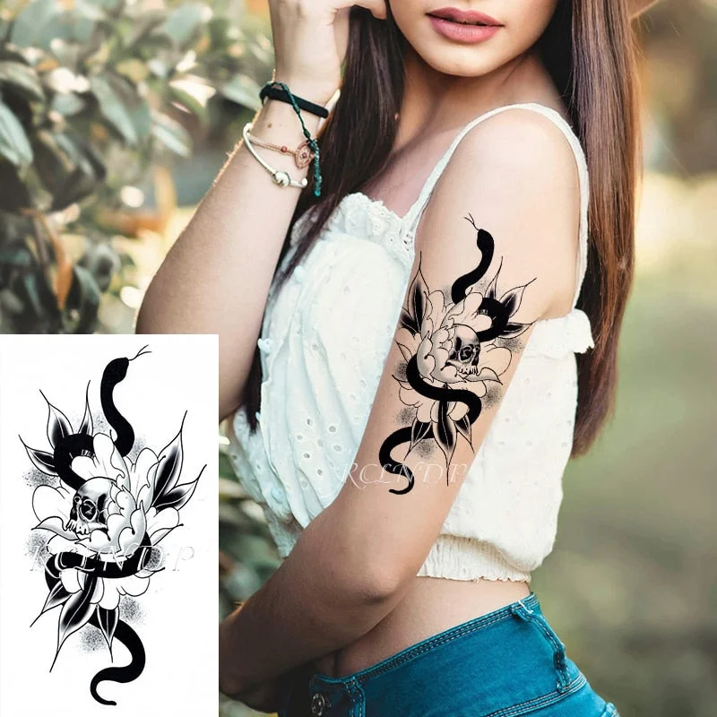 Waterproof Temporary Tattoo Sticker Sexy Snake Element Fake Tatoo Flash Tatto Body Art for Women Men tatuajes temporales