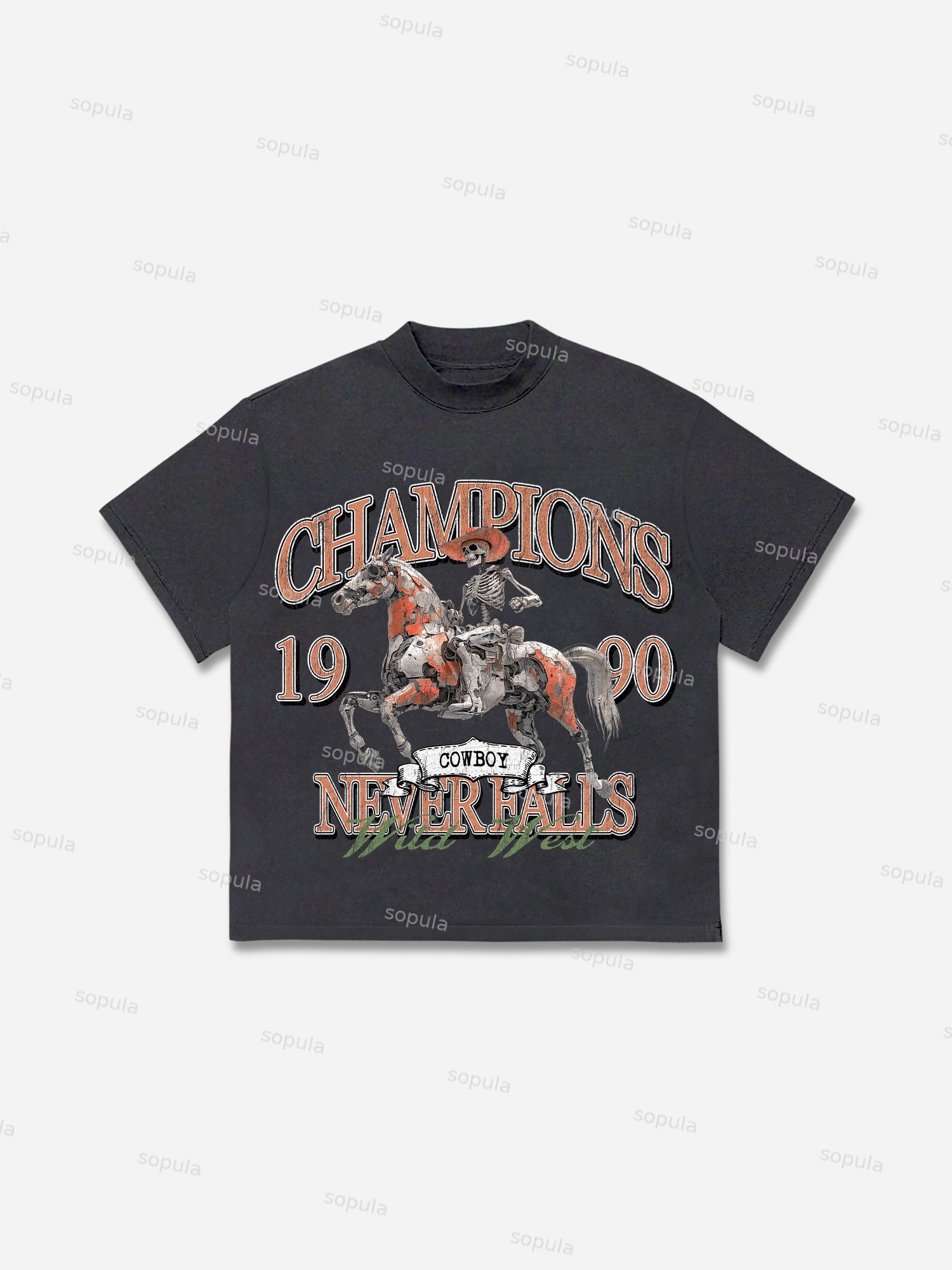 Champions Never Fall Cowboy Graphic Cotton T-shirt