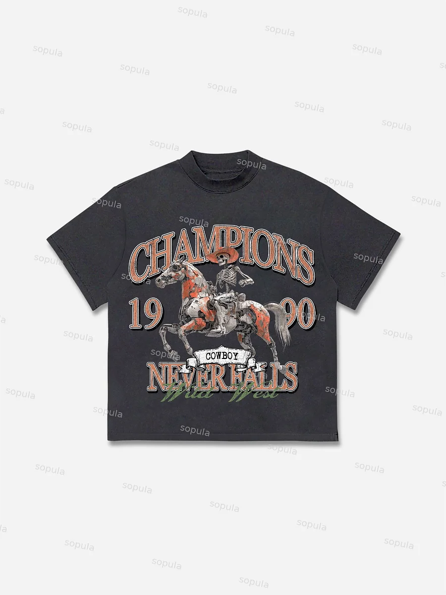 Champions Never Fall Cowboy Graphic Cotton T-shirt