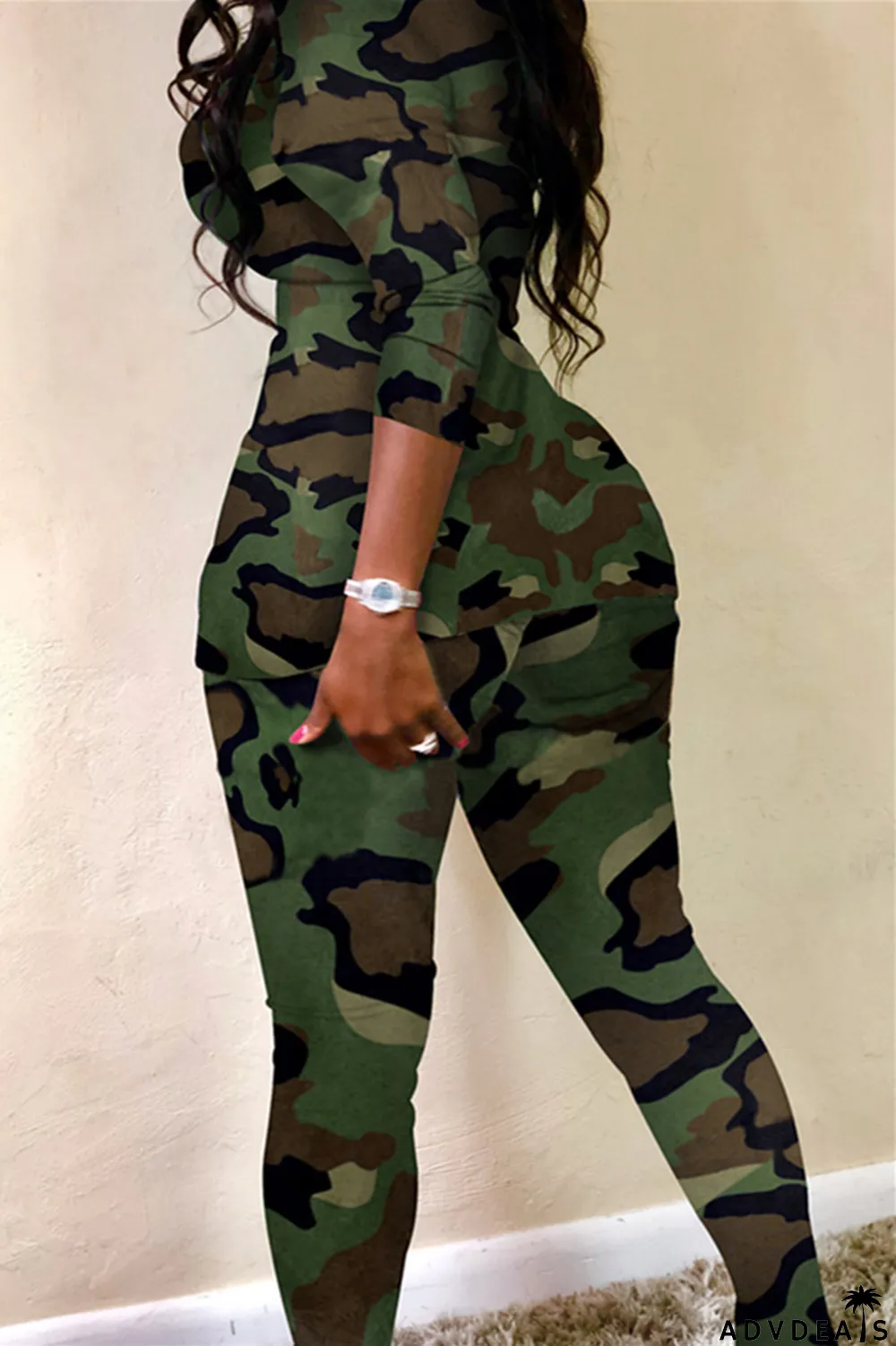 Leopard print Fashion Casual Print Long-Sleeved Two-Piece Suit