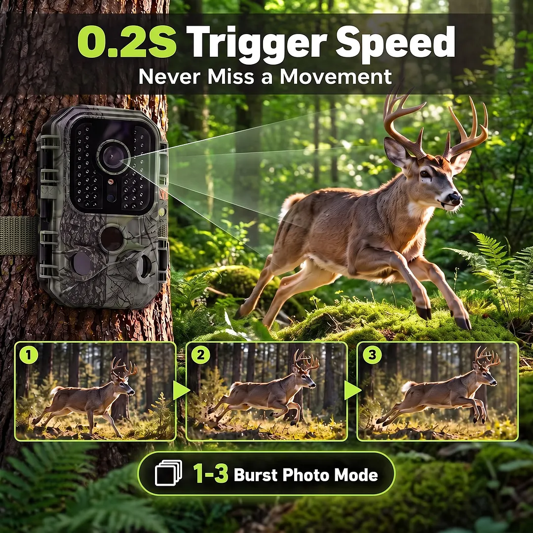 BEBANG Trail Camera, 120&deg; Wide-Angle Night Vision Game Camera for Deer Scouting