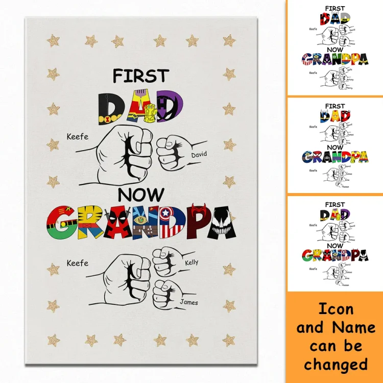 Custom Canvas Painting-First Dad Now Grandpa