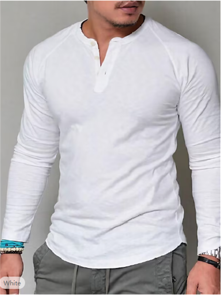 Men's T shirt Tee Henley Shirt Tee Long Sleeve Shirt Plain Henley Normal Long Sleeve Clothing Apparel Classic Muscle Big and Tall-Cosfine
