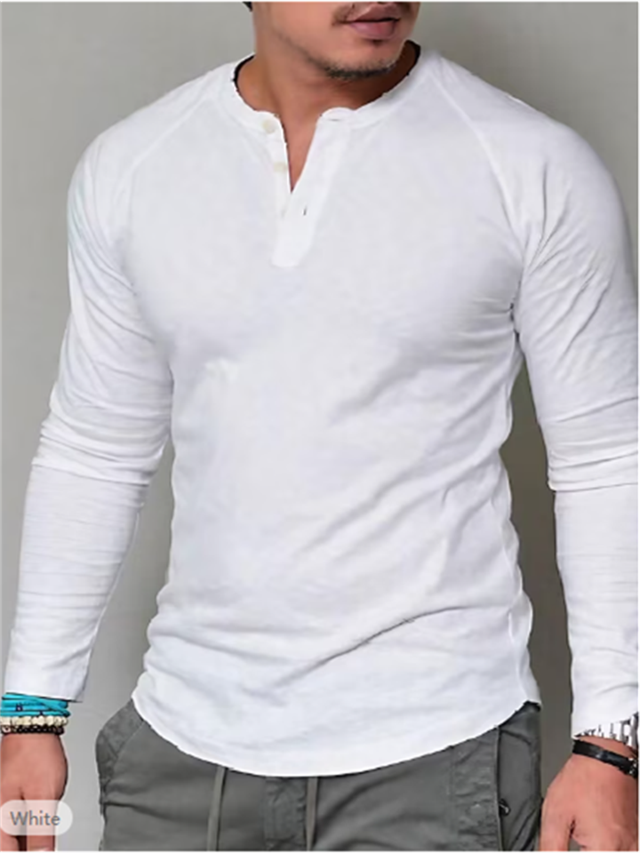 Men's T shirt Tee Henley Shirt Tee Long Sleeve Shirt Plain Henley Normal Long Sleeve Clothing Apparel Classic Muscle Big and Tall