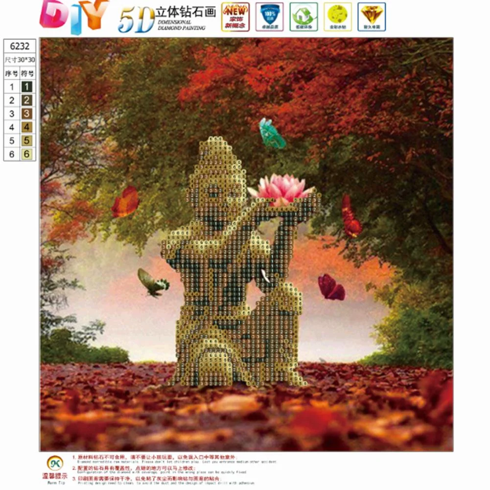 Diamond Painting - Partial Round Drill - Buddha Holding Lotus(30*30cm)