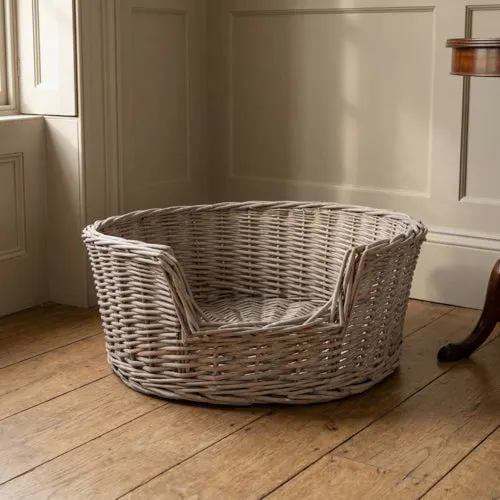 Grey Wicker Cat Basket