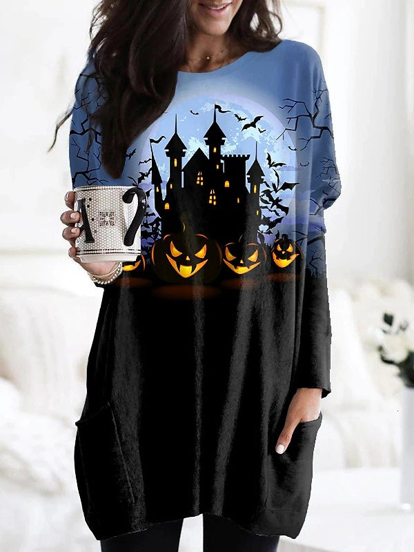 Women Long Sleeve V-neck Graphic Floral Printed Top