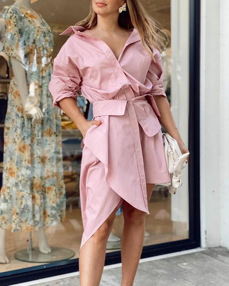 Stylish irregular shirt dress
