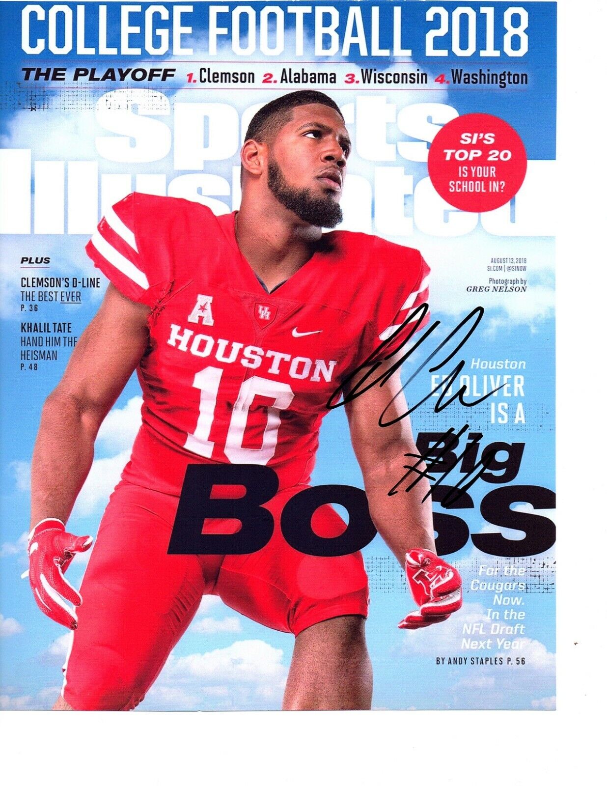 Ed Oliver Houston Cougars Signed autographed 8x10 football Photo Poster painting 2019 NFL Draft