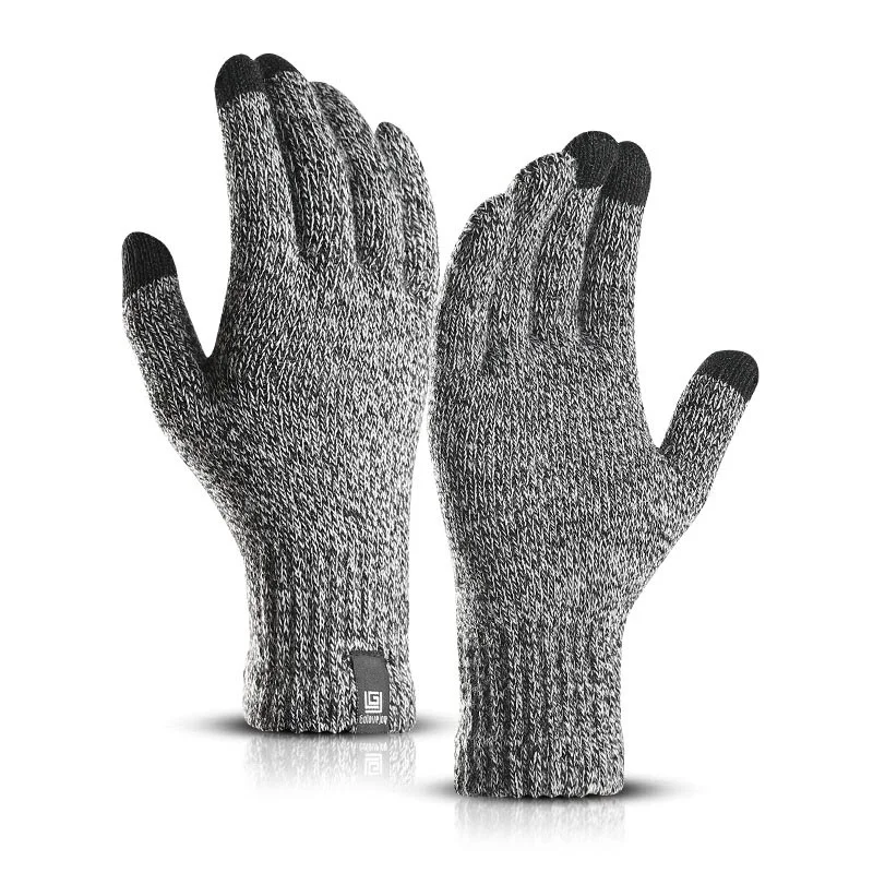 Men's Winter Gloves Knitted Work Outdoor Stylish Non-slip Solid Colored Black Gray、、URBENIE