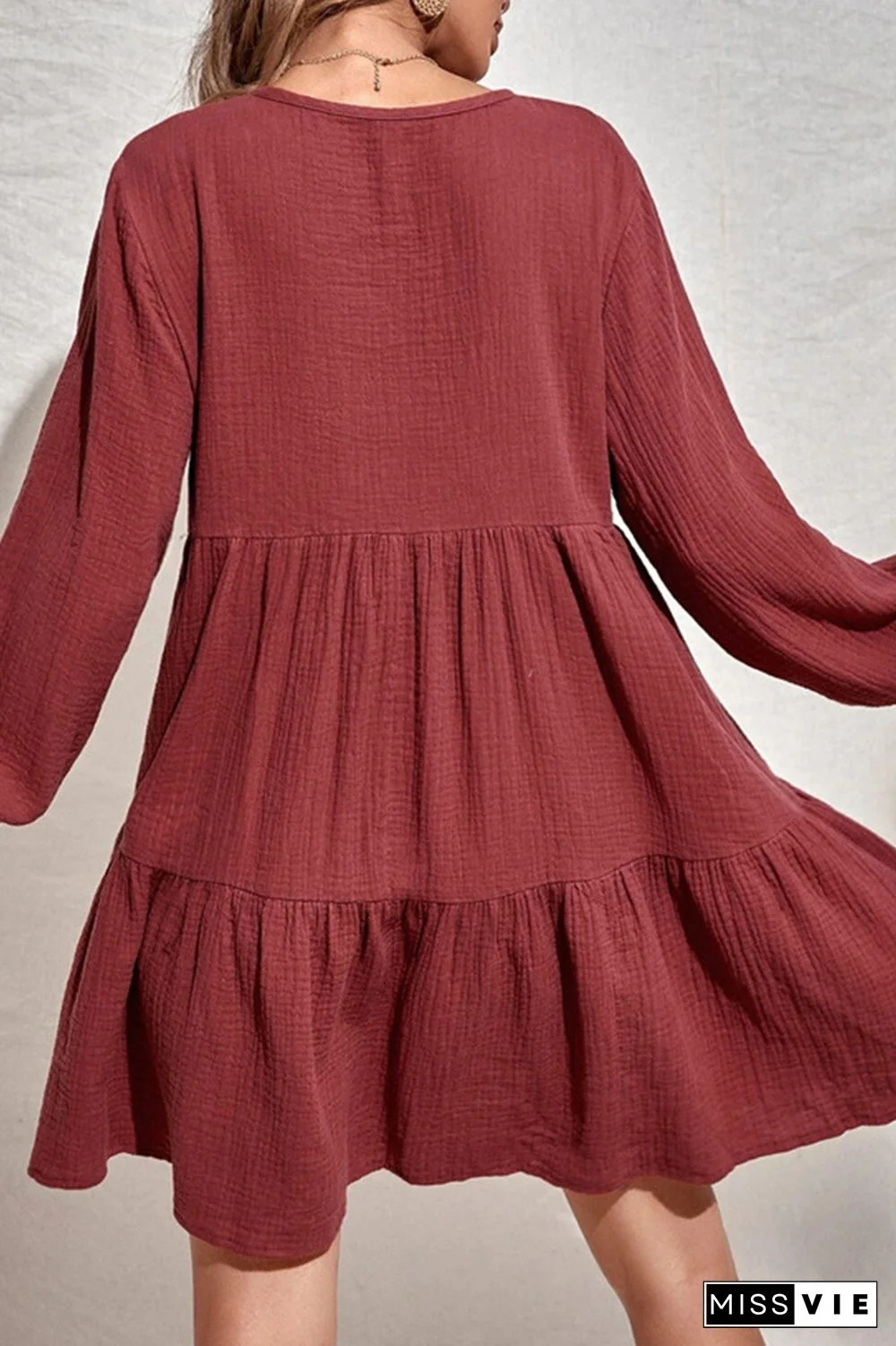 Casual Elegant Solid Buckle Flounce V Neck A Line Dresses