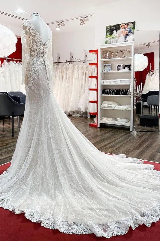 Elegant Mermaid Sweetheart Tulle Lace Long Wedding Dresses
