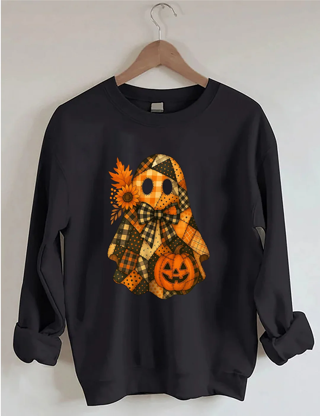 Retro Splicing Cute Ghosts And Pumpkins Sweatshirt
