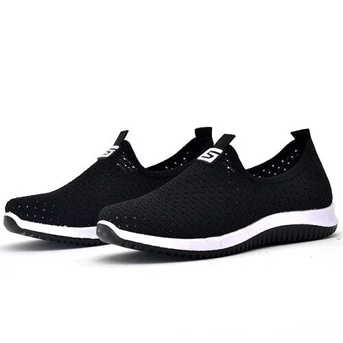 2020 Women Vulcanized Female Sneakers Mesh Shoes For Woman Walking Shallow Solid Non Slip Casual Footwear Ladies Breathable