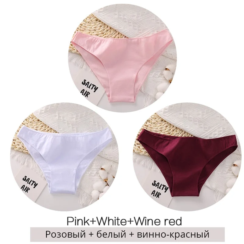 FINETOO 3Pcs/set Women Cotton Panties M-2XL Big Size Female Underwear Solid Color Briefs Underpants Ladies Cotton Panty Lingerie