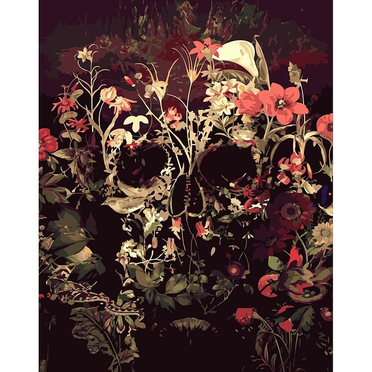 Peinture par numéro - Peinture à l’huile - Crâne de fleur (40'50cm)