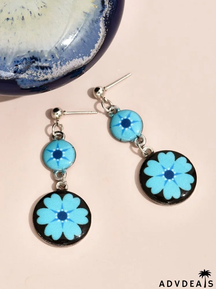 Floral Pattern Drop Earrings