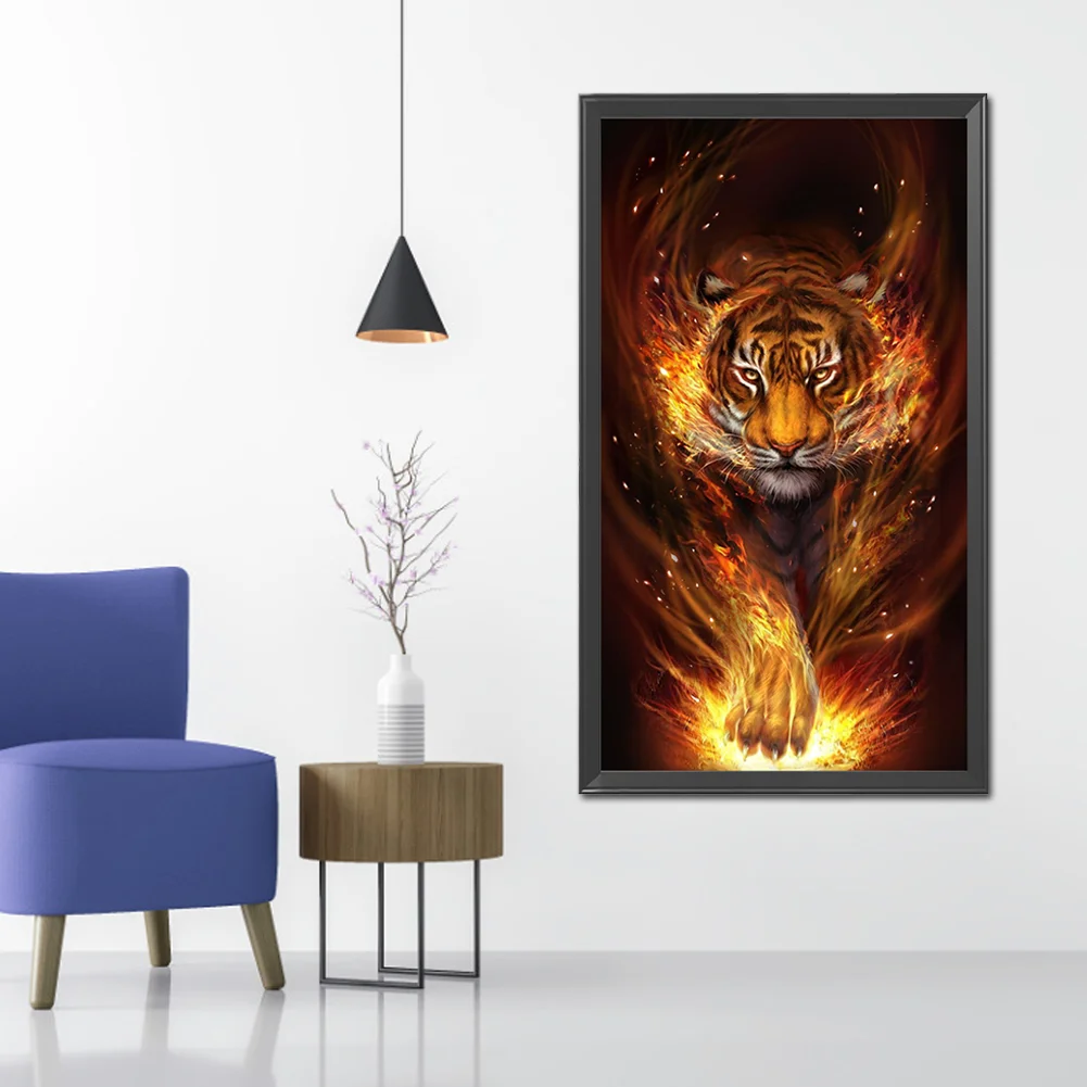 Diamond Painting - Full Round Drill - Fire Tiger(40*80cm)