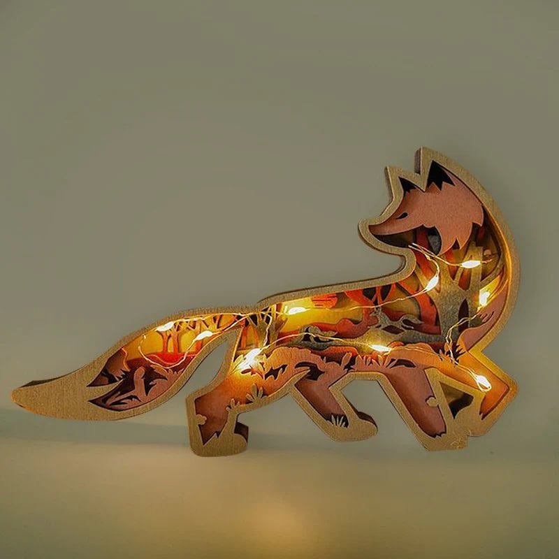 WoodyOrnament Fox Carving Handcraft Gift