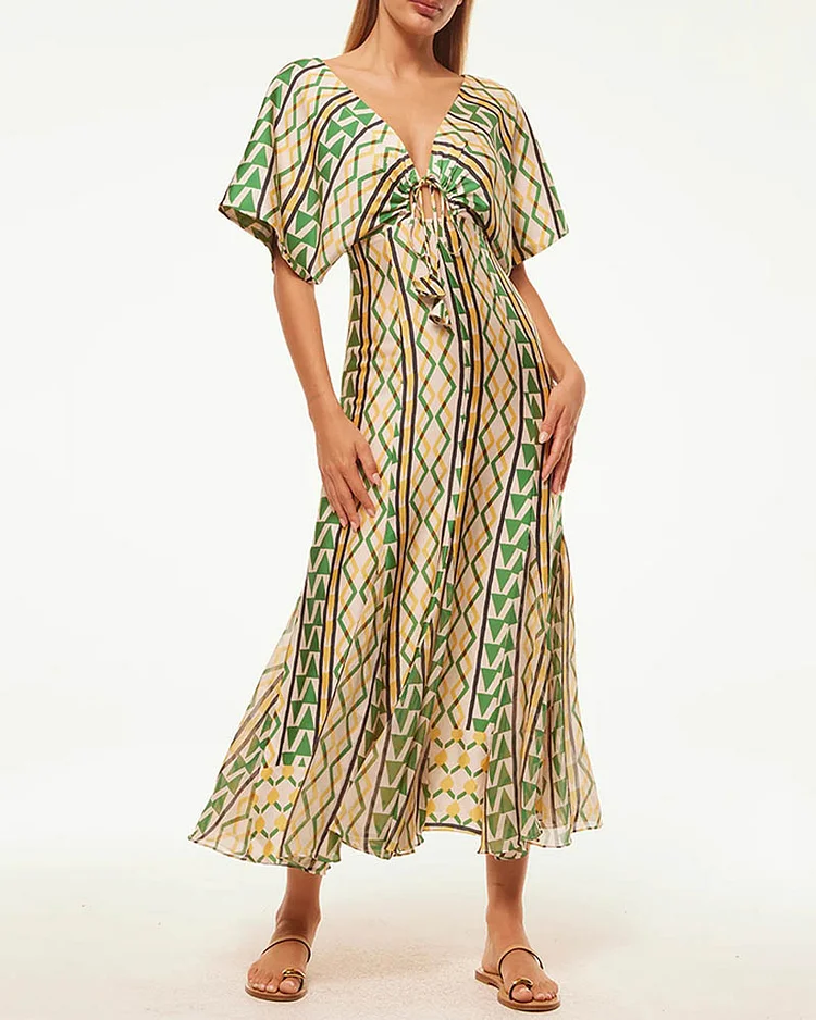 Women's Fashion Printed Short Sleeve Dress