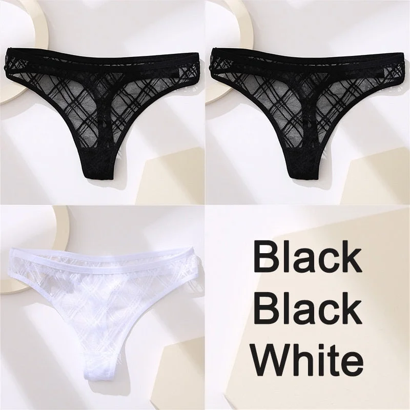 Sexy Lingerie Lace Panties Women Underwear G-String Perspective Thong Pantys Mesh Low Waist Female Briefs Intimate Underpants