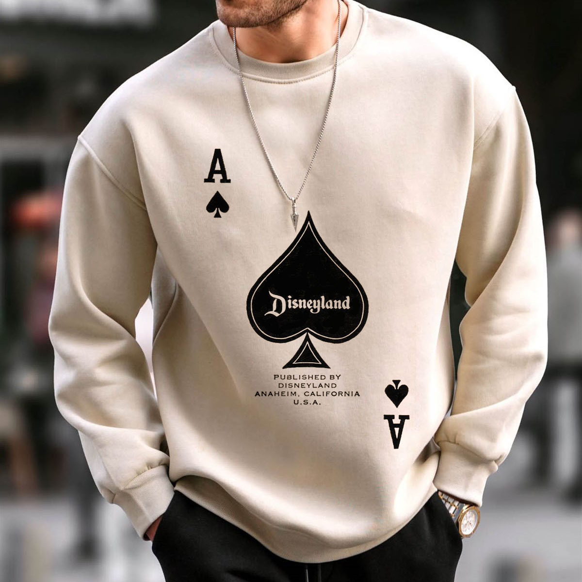 Poker Creative Art Print Crew Neck Sweatshirt / [blueesa] /