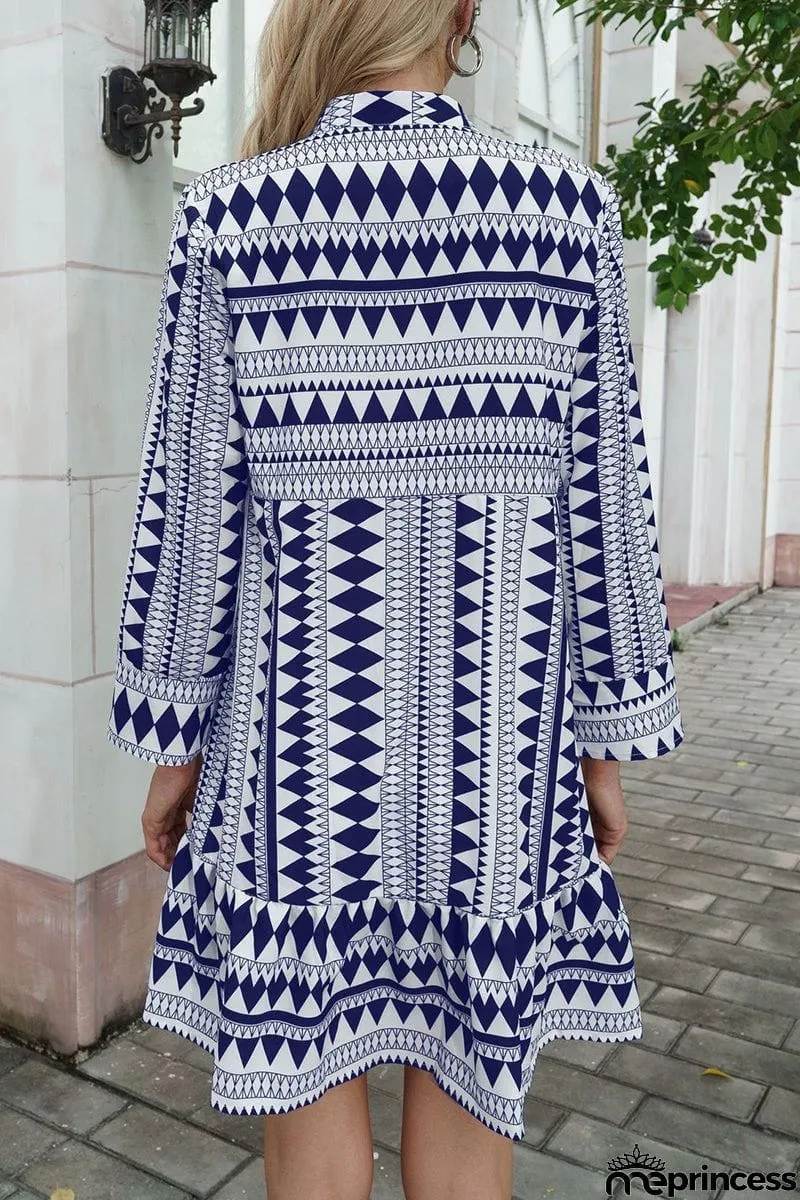 Elegant Geometric Patchwork Fold V Neck A Line Dresses(4 Colors)