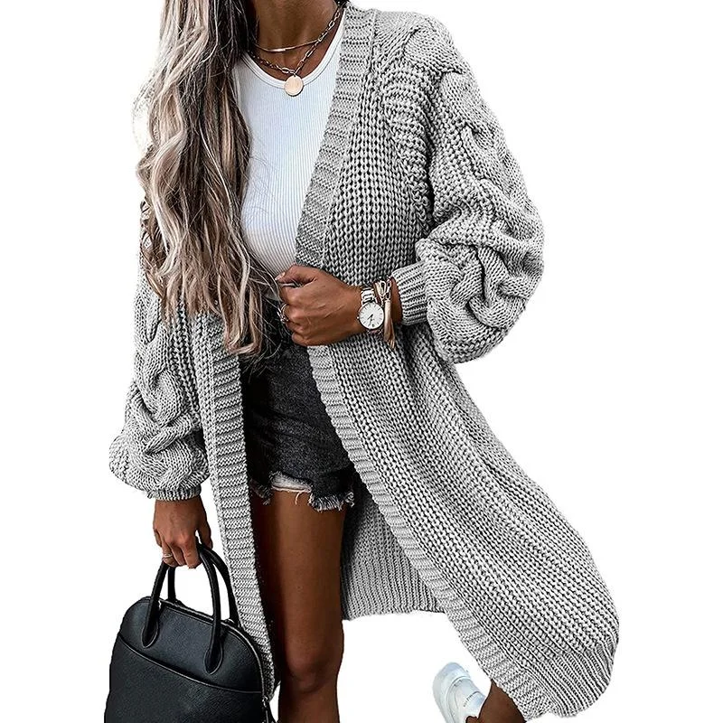 Cardigan Solid Color Loose Long Sleeve Knitted Coat