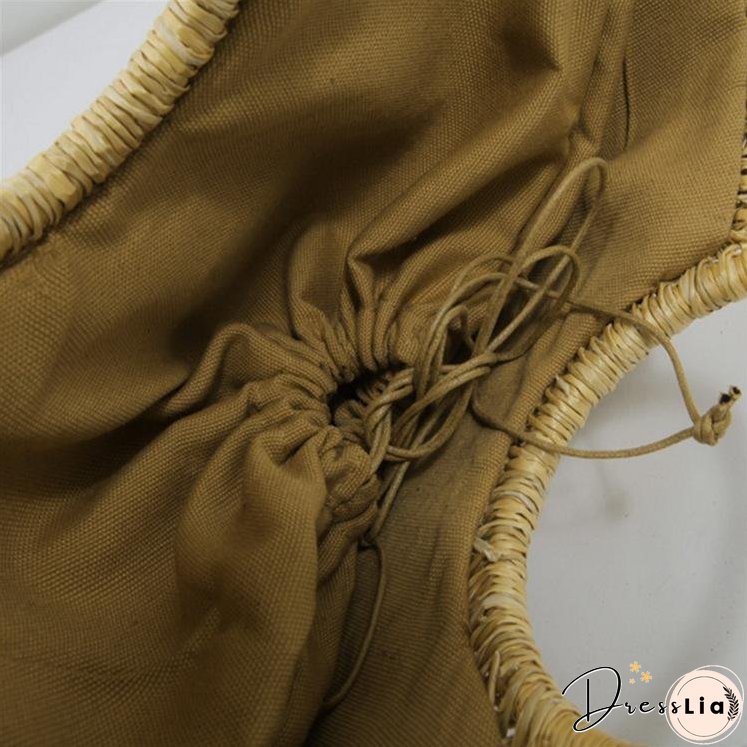 New Beach Portable Simple Moon Hollow Straw Bag