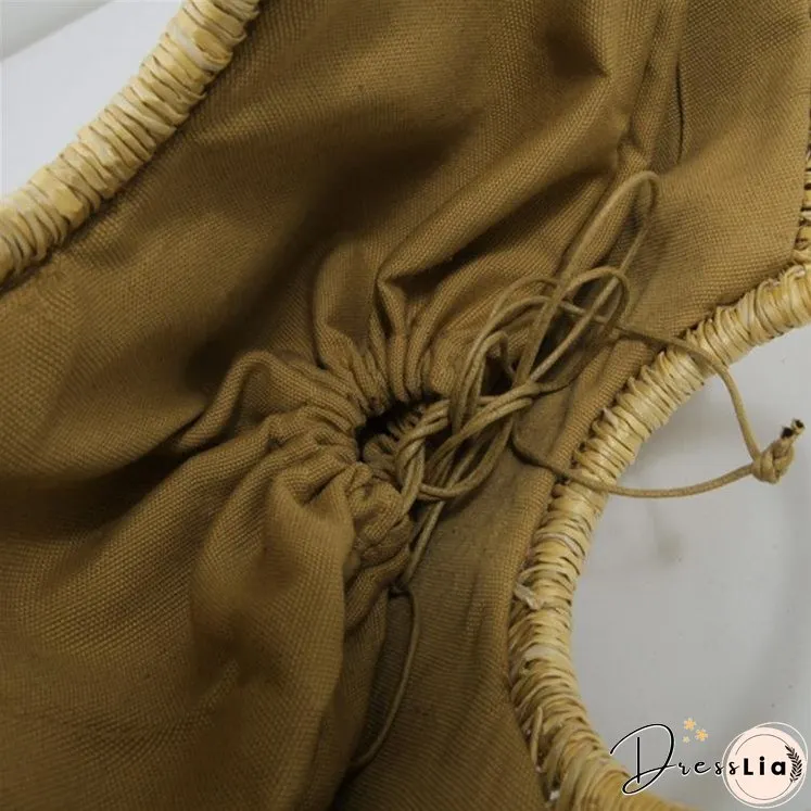 New Beach Portable Simple Moon Hollow Straw Bag