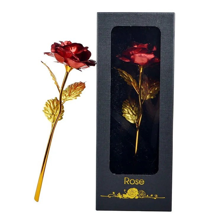 Single Gold Foil Rose Black Packaging Box Everlasting Flower