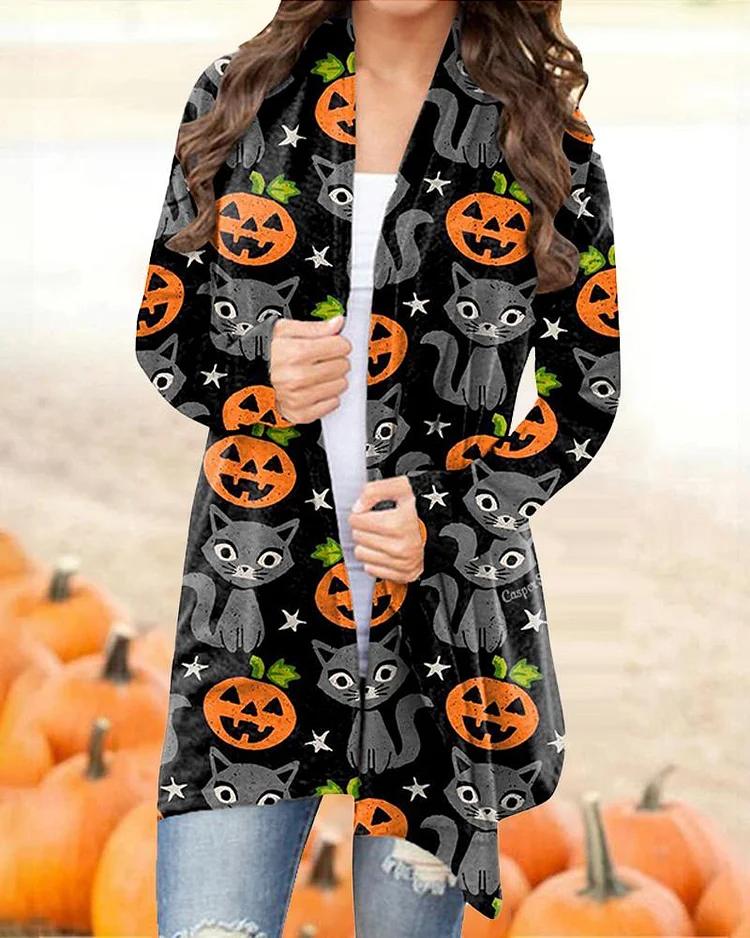 Casual Long Sleeve Halloween Cardigan