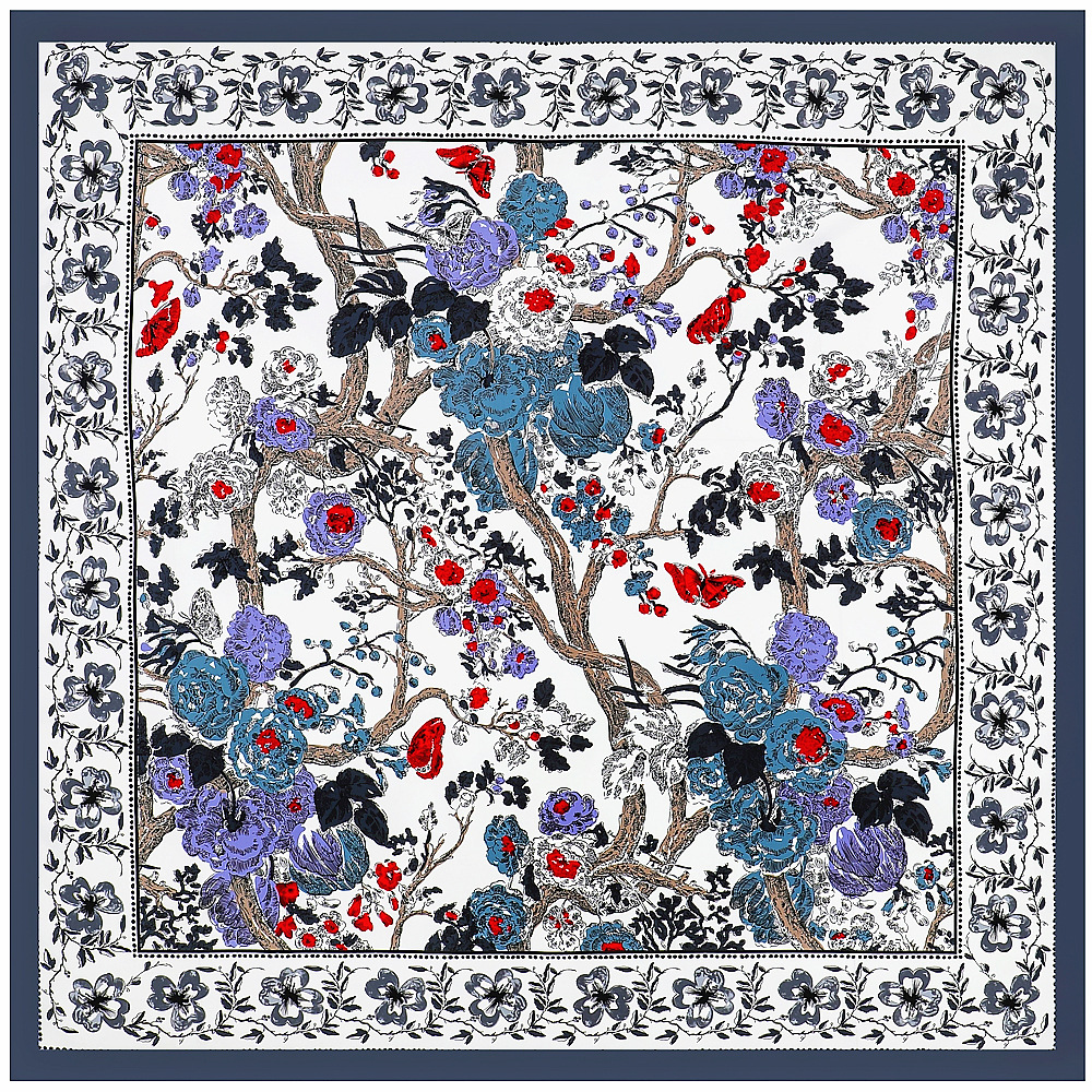 Karastik Dress to Impress Outfits – Luxury Plum Flower Silk Scarf for Women’s Shawl and Kerchief  