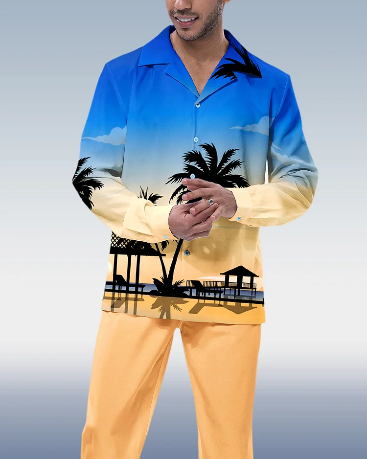 Suitmens Suitmens Men's Hawaiian Long Sleeve Walking Suit