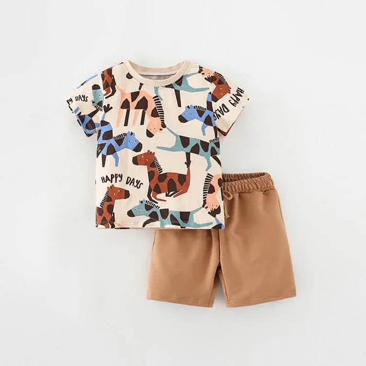 HAPPY DAYS Toddler Boy Horse Tee and Shorts Set