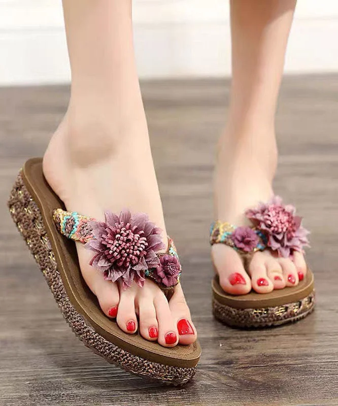 Beautiful Coffee Floral Holiday Thong Sandals