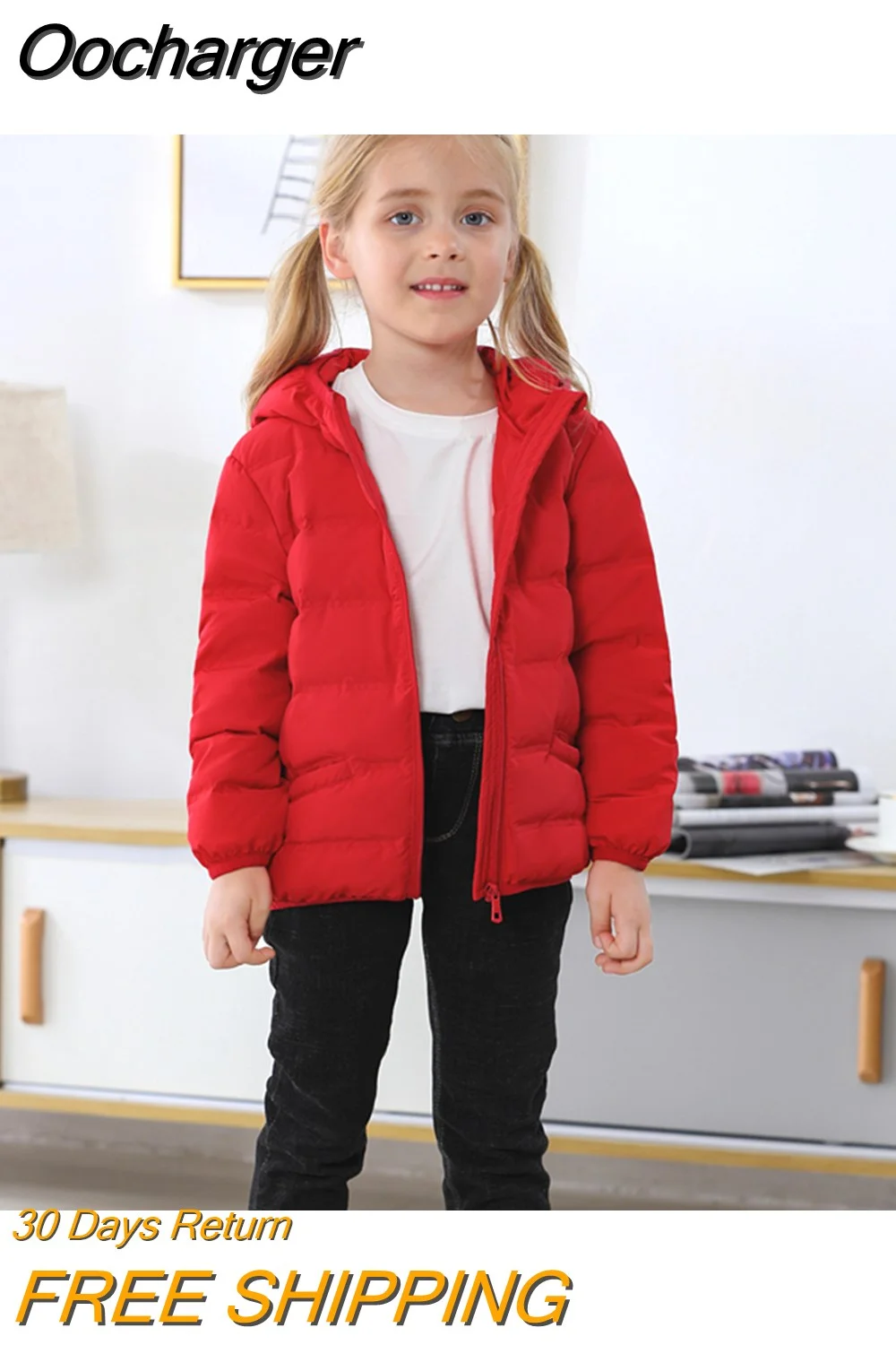 Oocharger Years Boys Girls Puffer Jacket 2023 New Arrivals 90% White Duck Down Ultra Lightweight Fashion Hooded Kids Winter Clothes