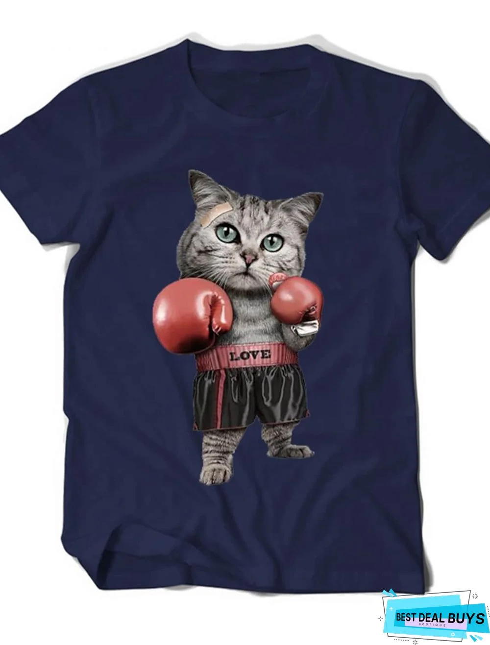 Men's Unisex Tee T-shirt 3D Print Cat Graphic Animal Print Short Sleeve Daily Tops 100% Cotton Basic Round Neck