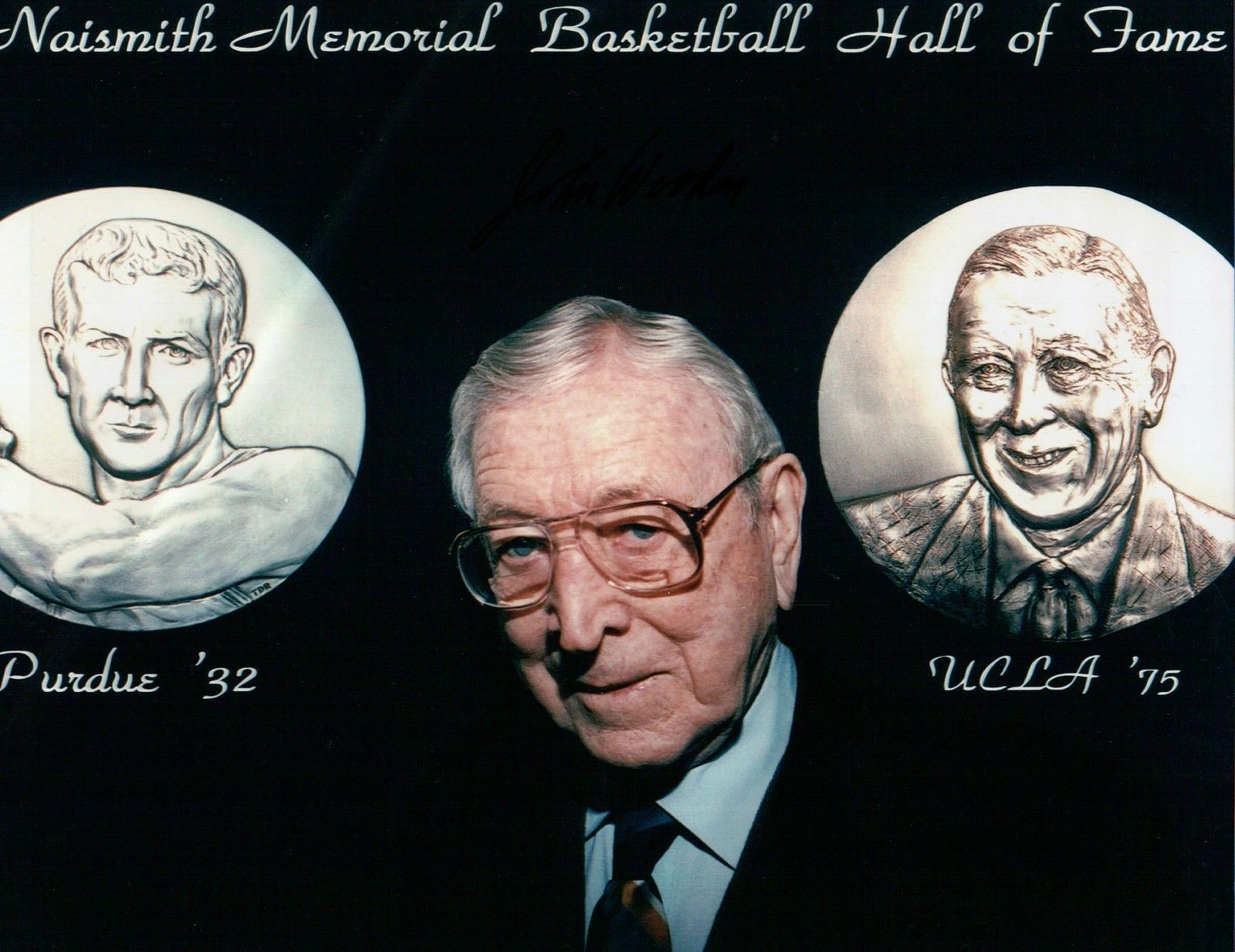 John Wooden Signed 8X10 Autograph Photo Poster painting Black Ink Naismith Hall of Fame w/COA