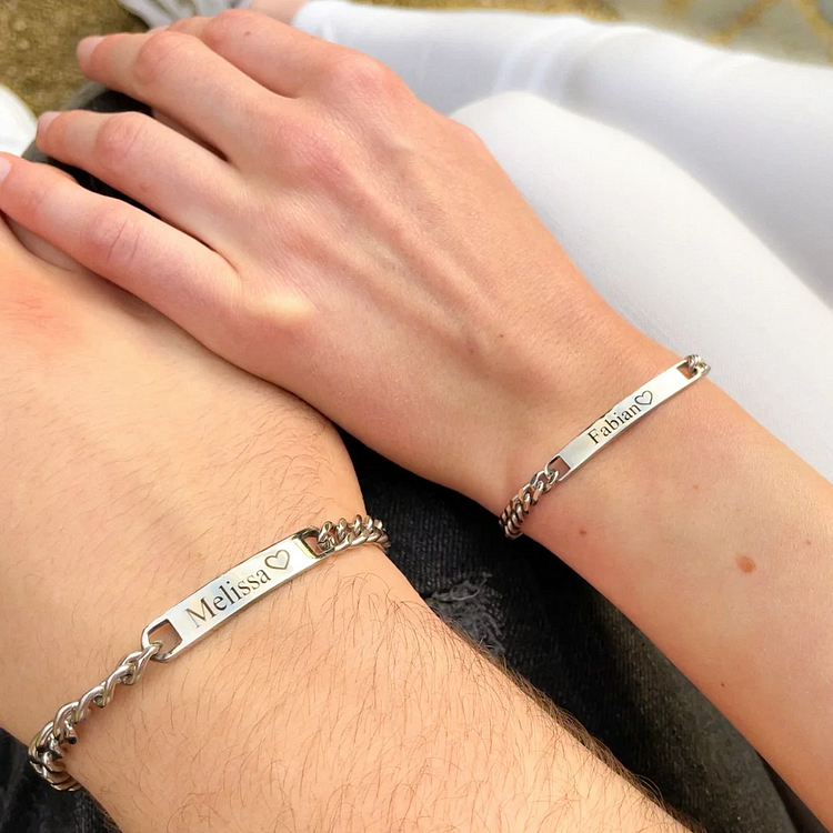 ID partner bracelets with engraving - Each order includes 2 bracelets