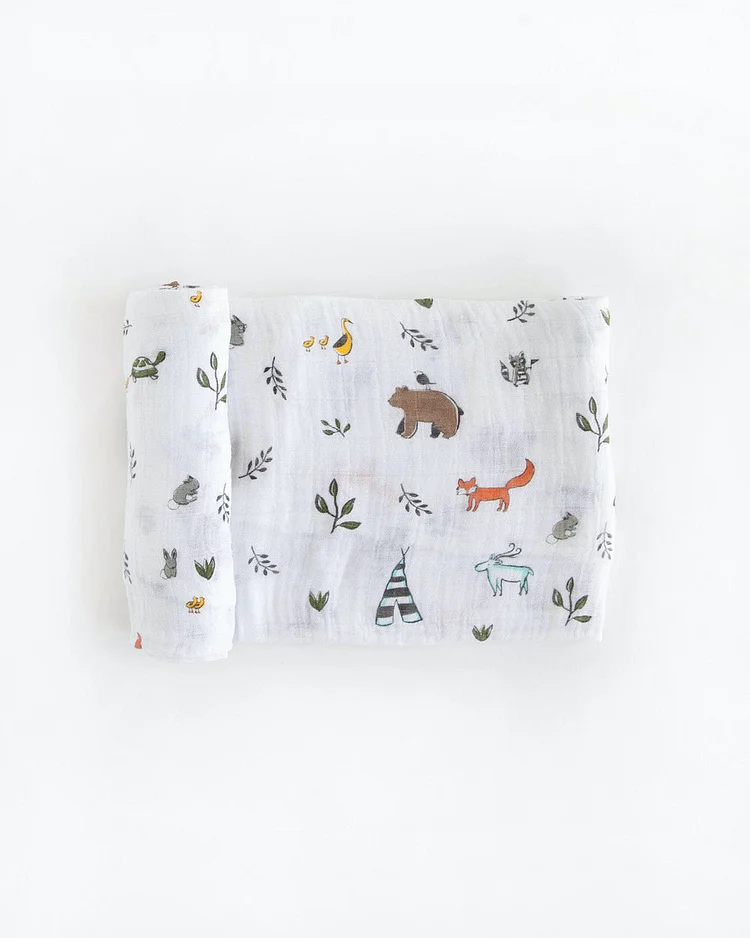Cotton Muslin Swaddle Blanket - Forest Friends