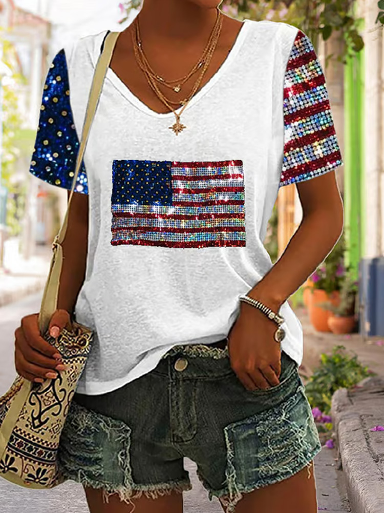 Women's Independence Day Printed Casual T-shirt wearshes