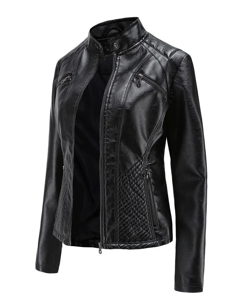 Women's casual leather jacket coats-120306