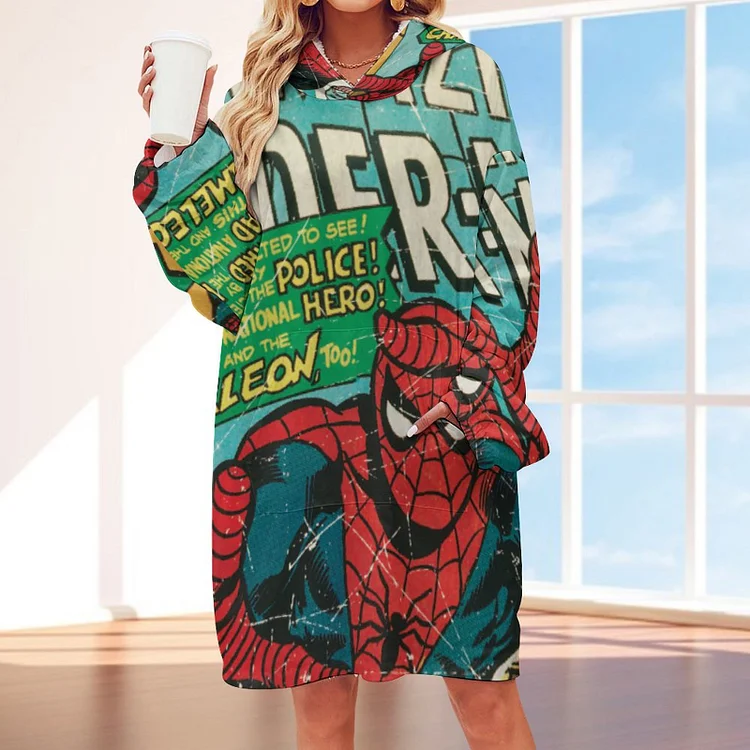 Women and Men The Amazing Spider Man Comic 186 Oversized Sweatshirt Sherpa Blanket Casual Pullovers Wearable Blanket For Adults - Heather Prints Shirts