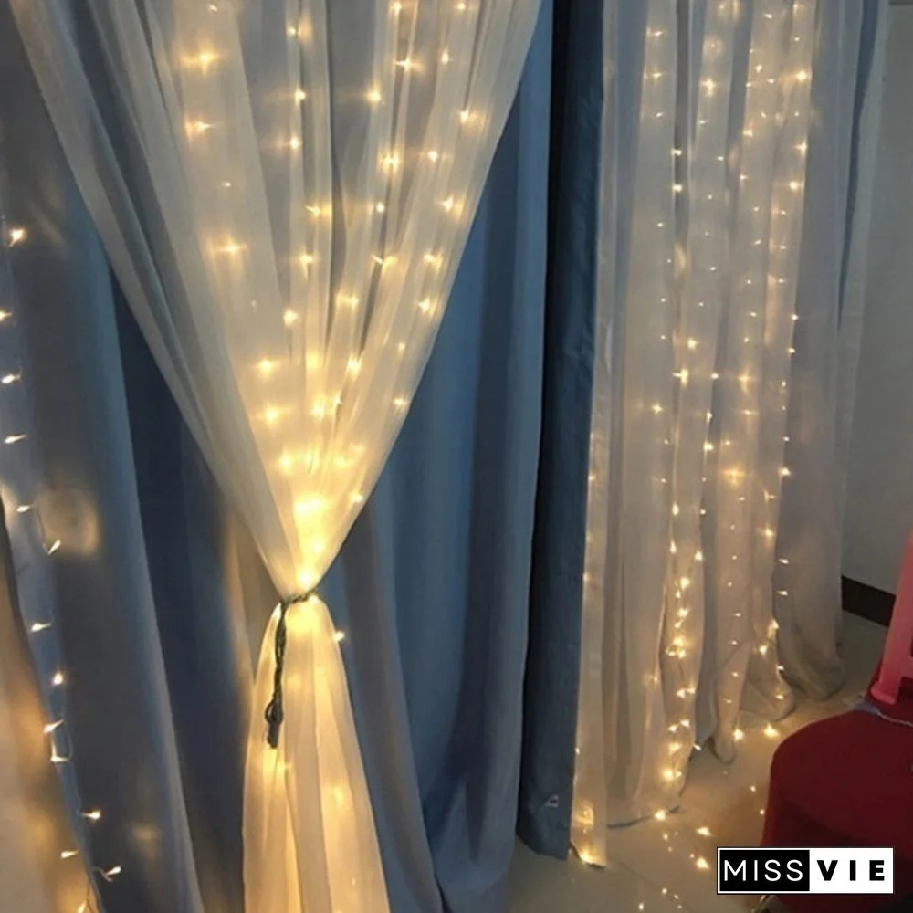 9 Colors 3Mx3M 300-LED Light Romantic Christmas Wedding Outdoor Decoration Curtain String Light