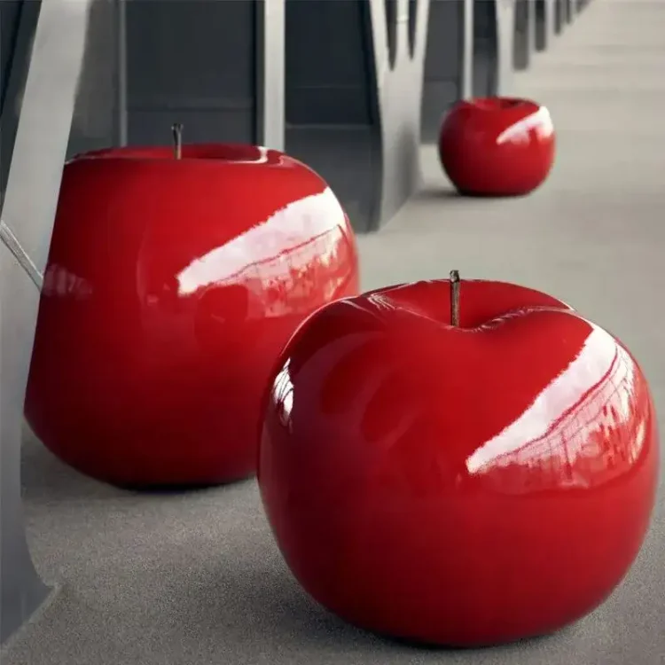 Outdoor Decoration Fiberglass Apple Sculpture
