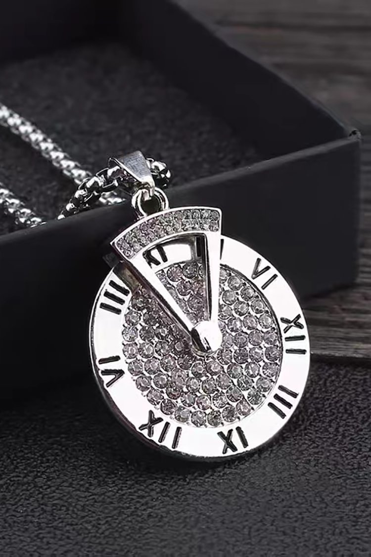 Tiboyz Fashion Clock Titanium Steel Long Necklace