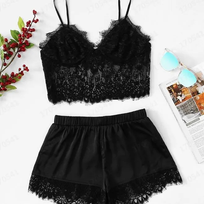 Churchf Summer Lady Simulation Silk Sling Princess Pajamas Sexy Extremely Tempting Two Sets Of Underwear Pyjamas Homewear